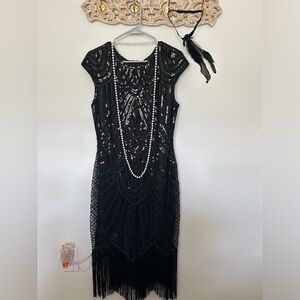 Women's Flapper Dresses 1920s Beaded Fringed Great Gatsby Dress
